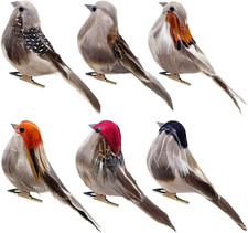 LWINGFLYER 6PCS Decorative Artificial Birds Clip on Realistic Sparrow 4Inch Foam