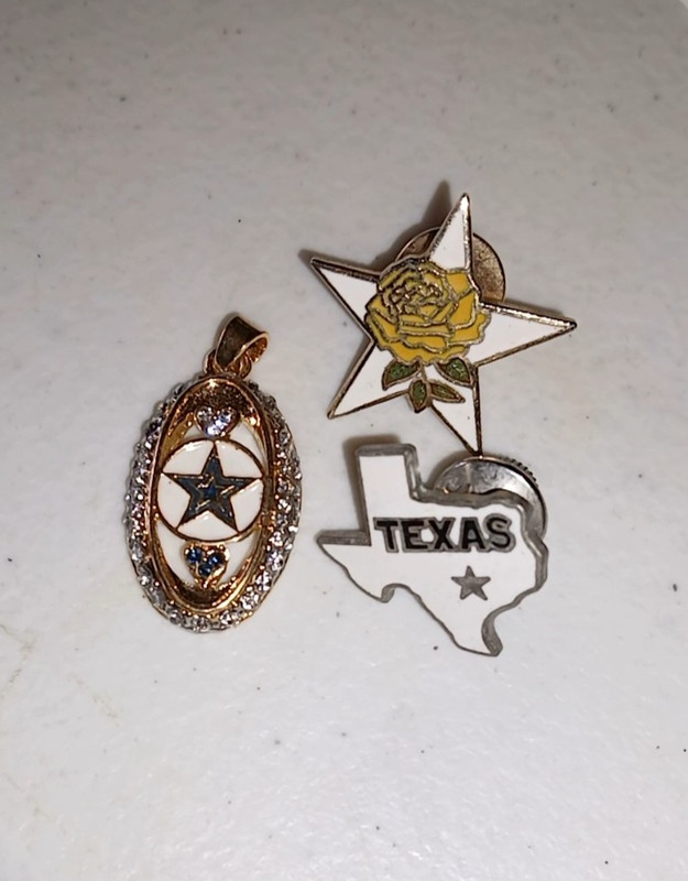 Dallas Cowboys Pendant, State TEXAS & Lone Star Yellow Rose Lapel Hat Pin.