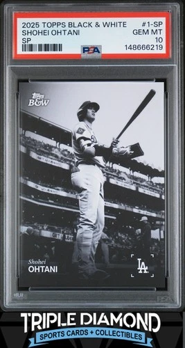 2025 Topps Black & White #1-SP Shohei Ohtani SP Short Print PSA 10 Gem MT W197