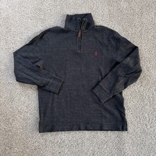 Polo Ralph Lauren Sweater Mens Medium Gray Knit 1/4 Zip Mock Neck Pullover