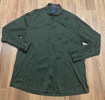 Eton Shirt Mens Extra Extra Large Contemporary Solid Green Button Front