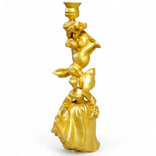 Lost In A Dream Artecnica Golden Ceramic Floral Candlestick 12"