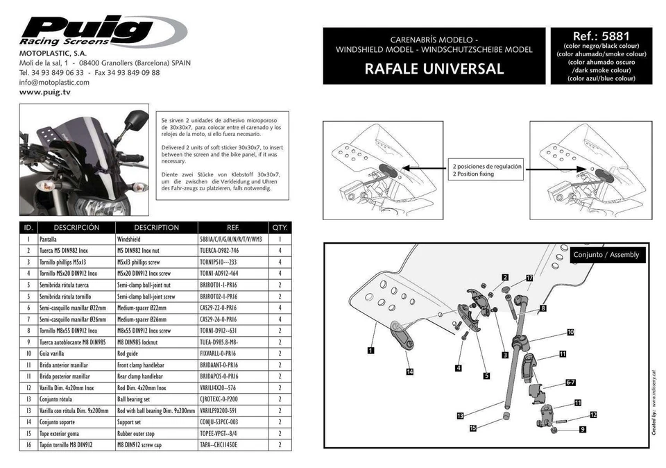 Puig Rafale Screen Windshield Windscreen Black for Suzuki GS 500 E (01-08) - Image 3 of 4