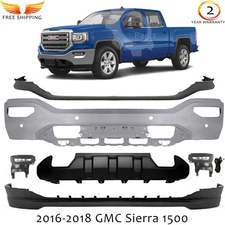 Front Bumper Face Bar Chrome & Lower Valance Kit For 2016-2018 GMC Sierra 1500