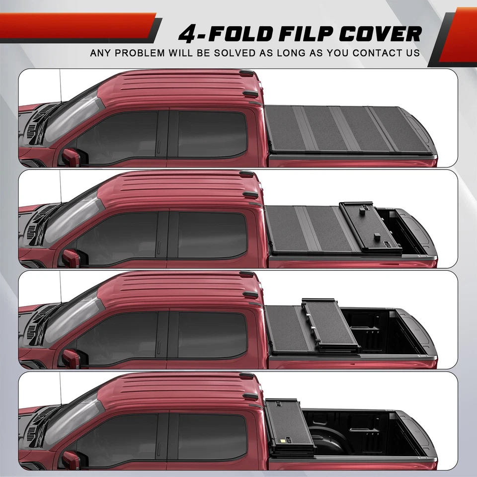6.5FT 4FOLD FRP Hard Tonneau Cover For 07-13 Chevy Silverado Sierra 1500 2500HD Foto 4 de 4