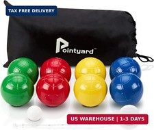 90mm Bocce Ball Set, 8 Premium PE Balls  Pallino Outdoor Game  Regulation ball