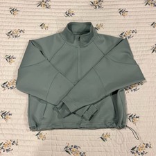 Nike Dri-FIT Women  s Quarter Teal Zip Pullover Running Top Small Puffer Green