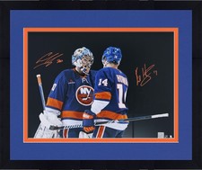 Framed Bo Horvat & Ilya Sorokin Islanders Signed 16x20 Celebrate Spotlight Photo