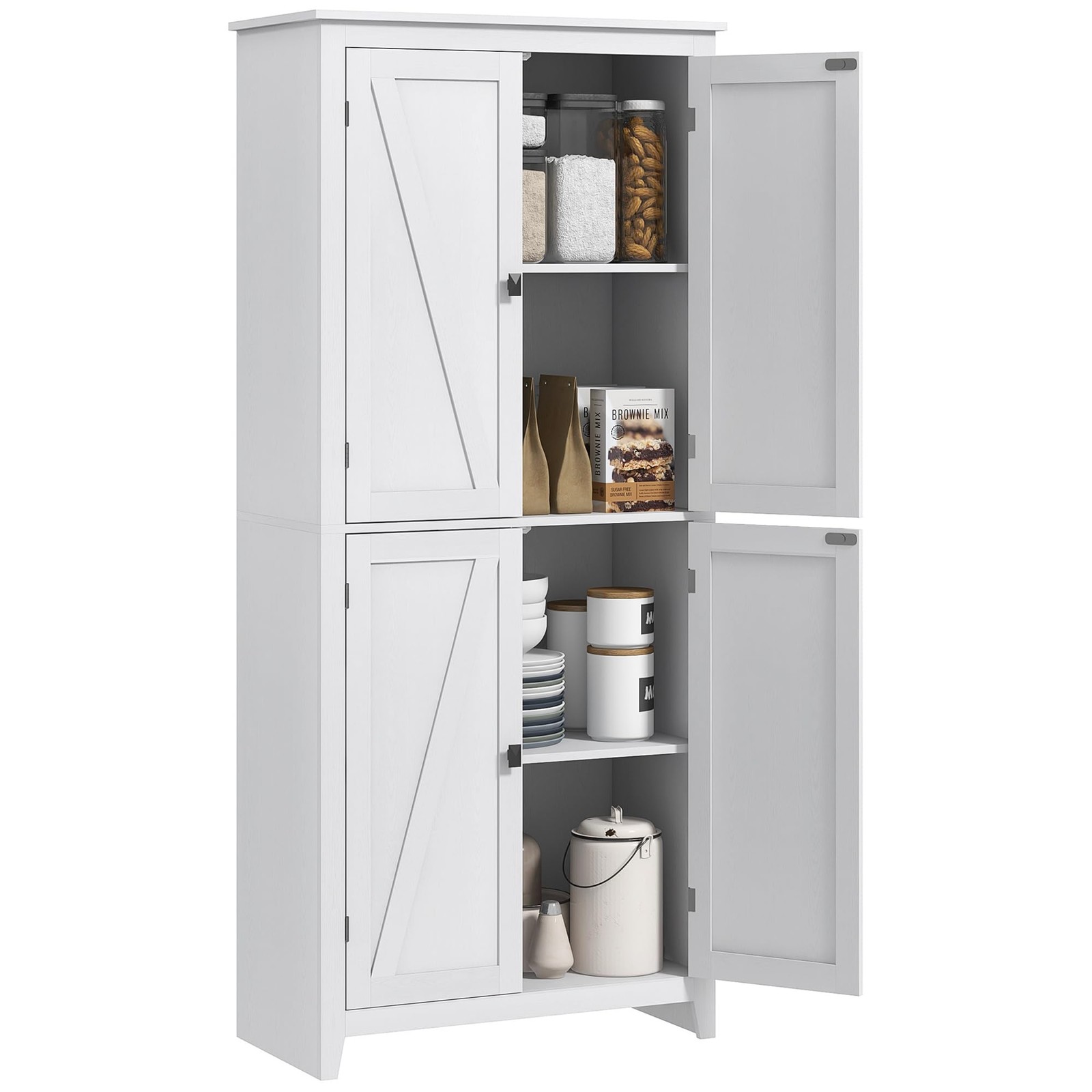 HOMCOM 72 Inch Freestanding Pantry Cabinet Farmhouse Style Tall Storage with Shelves