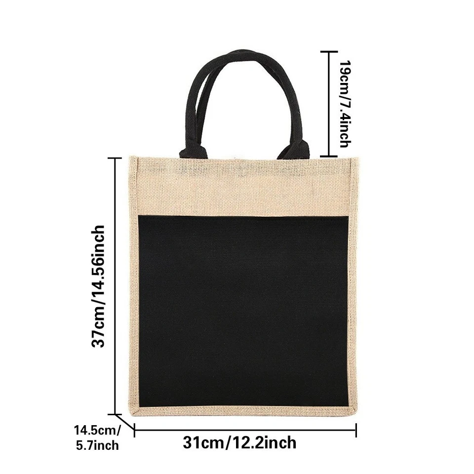 UK Ladies Classic Jute Shopper Bag Hessian Reusable Shopping Carrier Tote bags - Bild 2 von 4