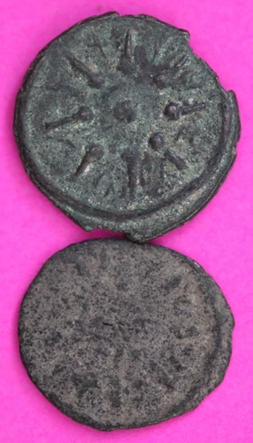 2 Nice Widows Mite Coins Holy Land Artifact Display Card Export Permit COA @M861