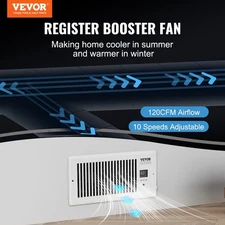 New Register Booster Fan, Quiet Vent Booster Fan Fits 6 x 10 inch Holes, with