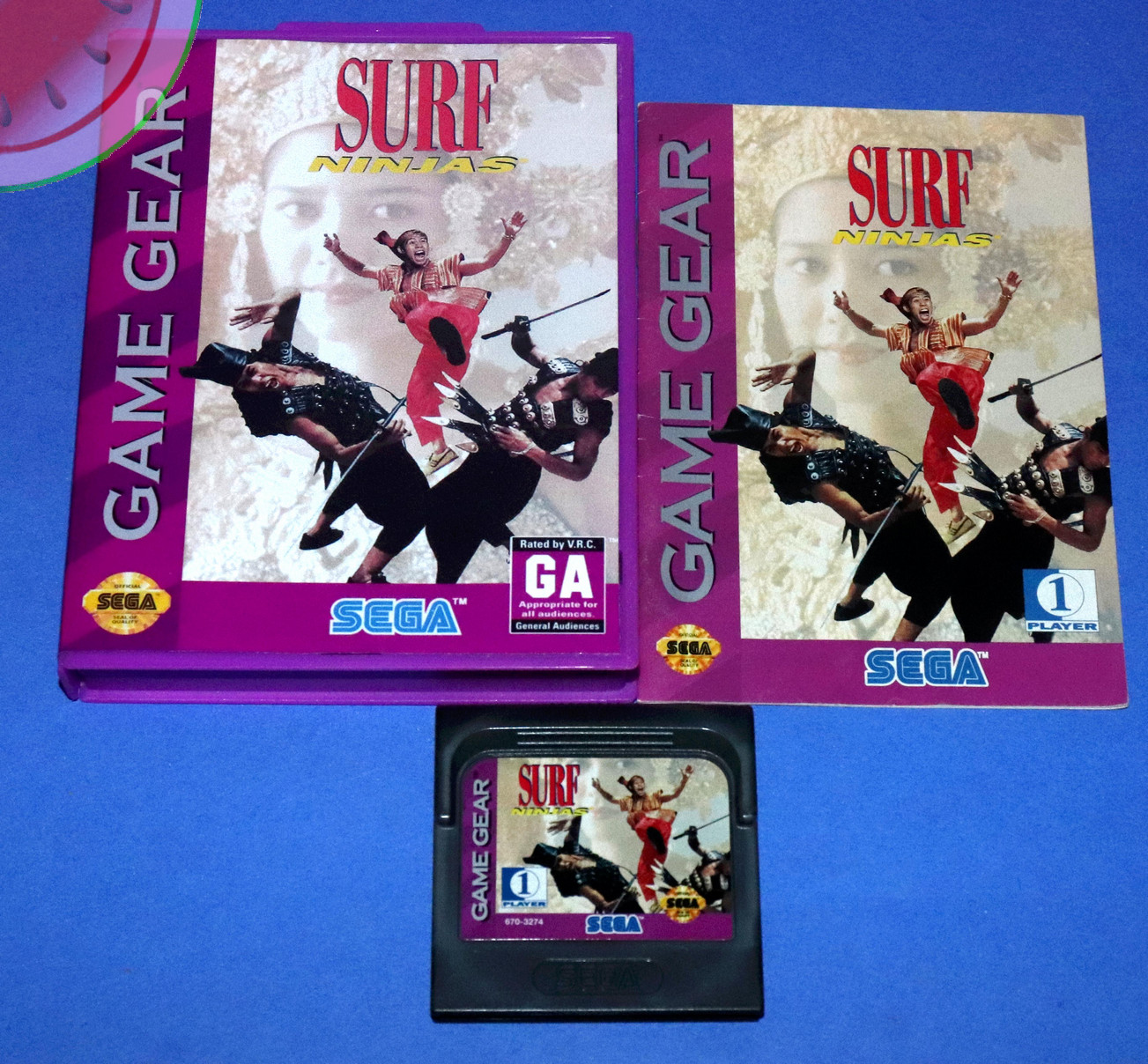 PROBADO Cartucho Sega GAME GEAR SURF NINJA Completado en NUEVO Caja Hangtab