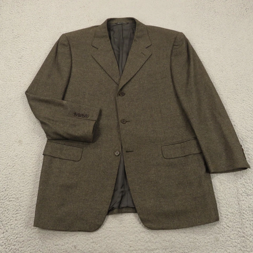 Canali Sport Coat 42R Wool Flannel 3/2 Roll Jacket Blazer Brown Fleck Ventless - Image 2 of 4