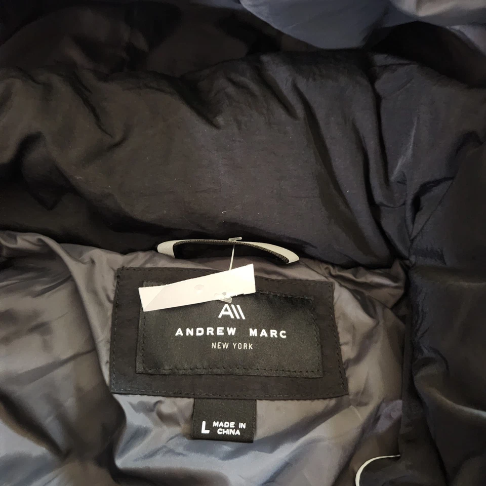 Andrew Marc Huxley Down-Filled Jacket Men's Large Black Coat Removable Hood NWT - Image 4 of 4