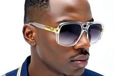 Men Sunglasses Designer Square Black Lens Gold Fashion Classic Retro Vintage NEW