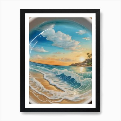 Strand im Kaffee Kunstdruck gerahmt Wandbild Poster Leinwanddruck Bild