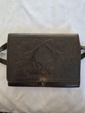 Vintage 1930's/1940's Small Leather Embossed Handbag with Initials? Art Nouveau?