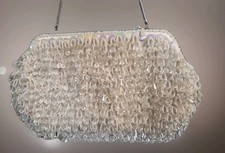 Vintage White Micro Beaded Sequin Evening Handbag Handmade Hong Kong