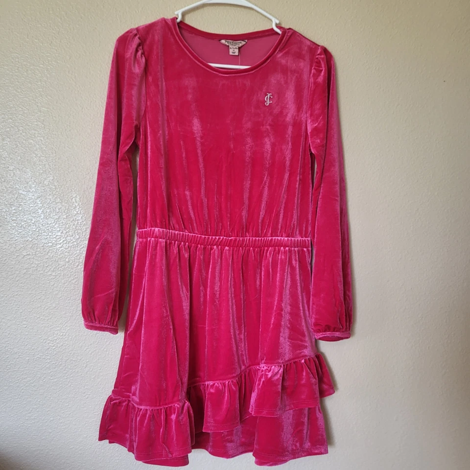 Vestido feminino Juicy Couture bainha de veludo com babado – Rosa brilhante – Tamanho M (8-10) – Novo com etiquetas - Imagem 3 de 4