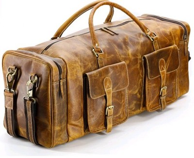 Handmade Leather Duffel Bag For Men Weekender For Travel Overnight Large