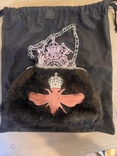 My Flat In London Small Brown Faux Fur Clutch Handbags W/silver Chain & Dustbag