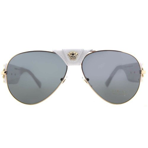 Versace 0VE2150Q 1341/87 Medusa Aviator Sunglasses, White/Grey - Picture 2 of 5