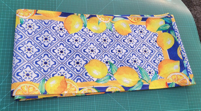 Lemon Table Runner 13 X 108'' Blue White Yellow Summer Fruit Kitchen Dining Capri