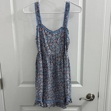 American Eagle Outfitters Floral Blue Sleeveless Dress, S
