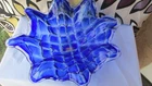 murano vintage cobalt blue glass vase signed Vetro  Eseguito 12''