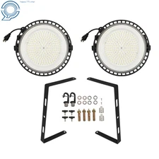 2Pcs 150W 5000K LED High Bay Light UFO Factory Shop Commercial Industrial Lights
