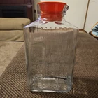 Vtg Anchor Hocking Ribbed Glass 2 Qt Refrigerator Water  Juice Jar w Orange Lid