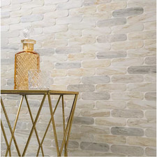 MSI Angora Ellipse 12in x 12in Polished Marble Mosaic Floor Wall Tile 0.96 sqft