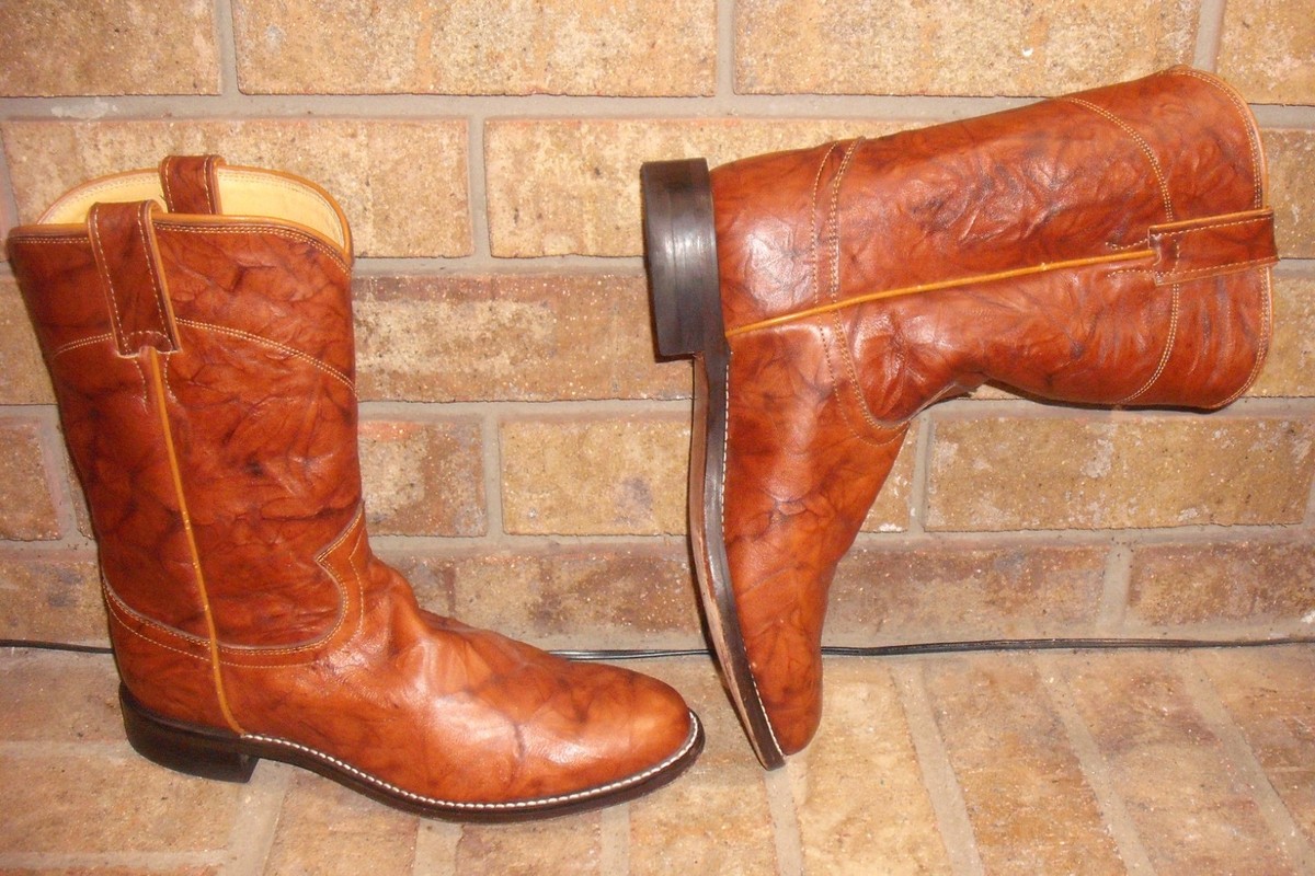 Justin Classic Roper Style 3163 Brown Marbled Leather Cowboy Boots Men\'s Sz 9D Justin Classic Roper Style 3163 Brown Marbled | Mercari main image 4