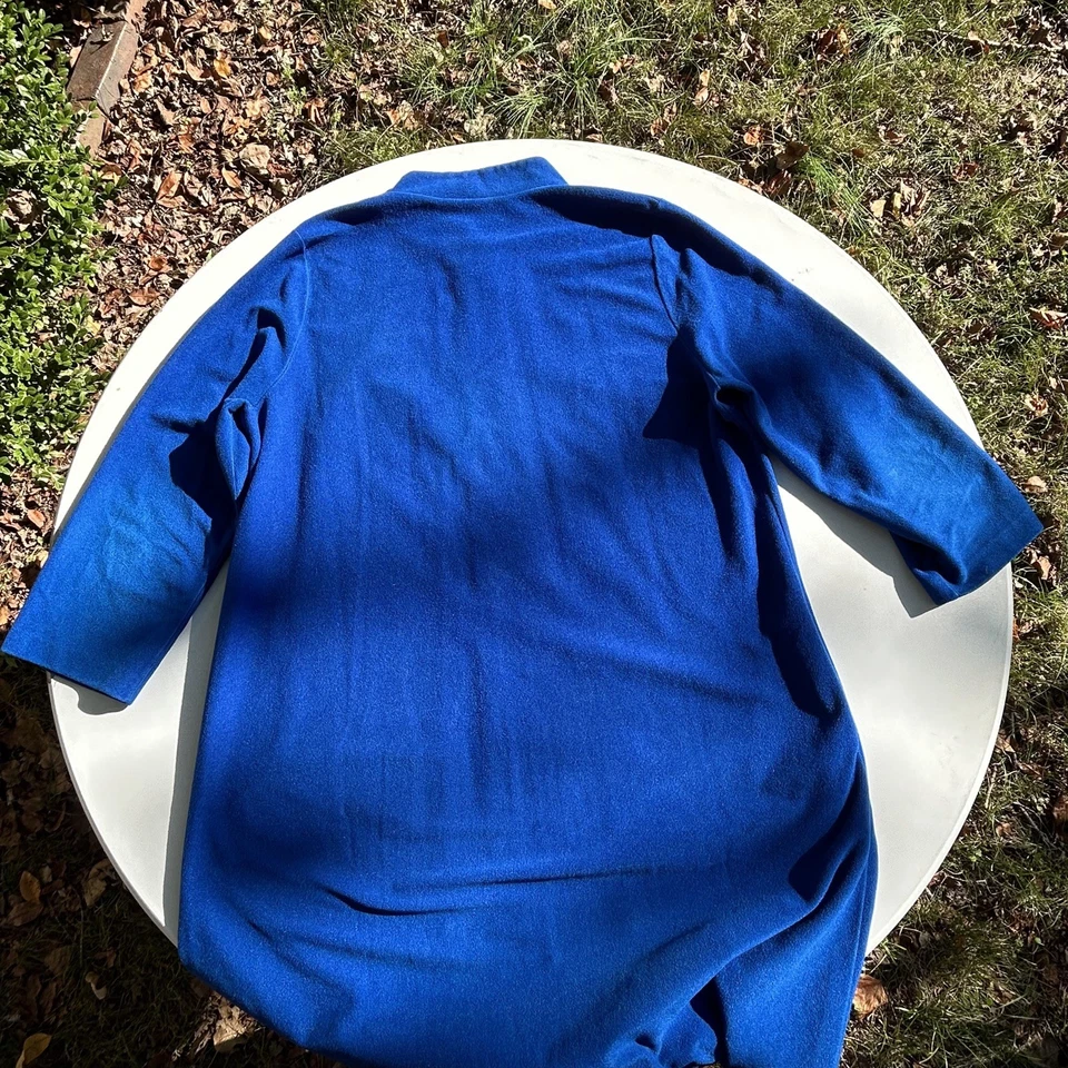 Bata de Colección Años 70 Azul Rojo y Blanco Rayas JC Penney Ropa de Salón con Cremallera Foto 4 de 4