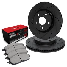 For Volkswagen EuroVan 97-99 Drilled & Slotted Front Brake Kit w Optimum Pads