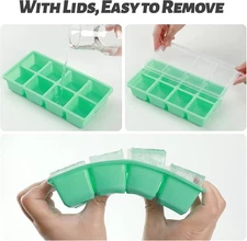 Large Ice Cube Trays,  2 Pack Reusable Silicone Ice Cube Molds with Lid for F...