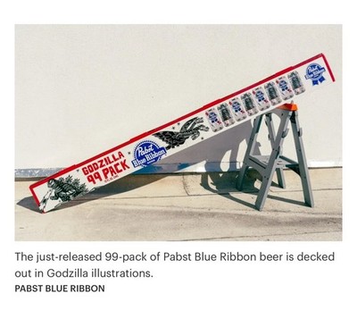 LIMITED Godzilla Movie PROMO Pabst PBR Beer Cardboard 99 Pack Box Attack Peter