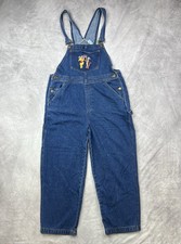 Vintage Winnie The Pooh Denim Overalls Bibs Women Disney Embroidered 90s Size L