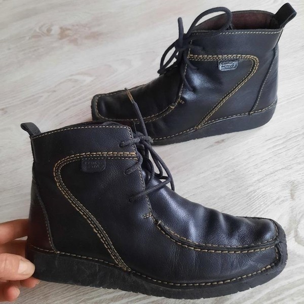 Women Camel Active Boots Black Leather 38 #X9A