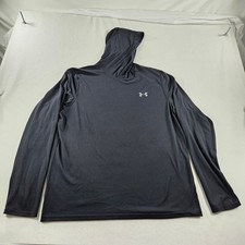 Under Armour HeatGear Threadborne Hooded Shirt Black Mens Large Loose