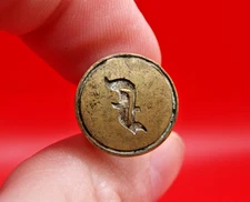 Antique 19th Century Brass & Wood Initial "F" Sealing Wax Seal Stamp