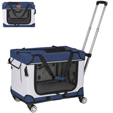 28" Collapsible Travel Dog Crate With Wheels For Medium Large Dogs