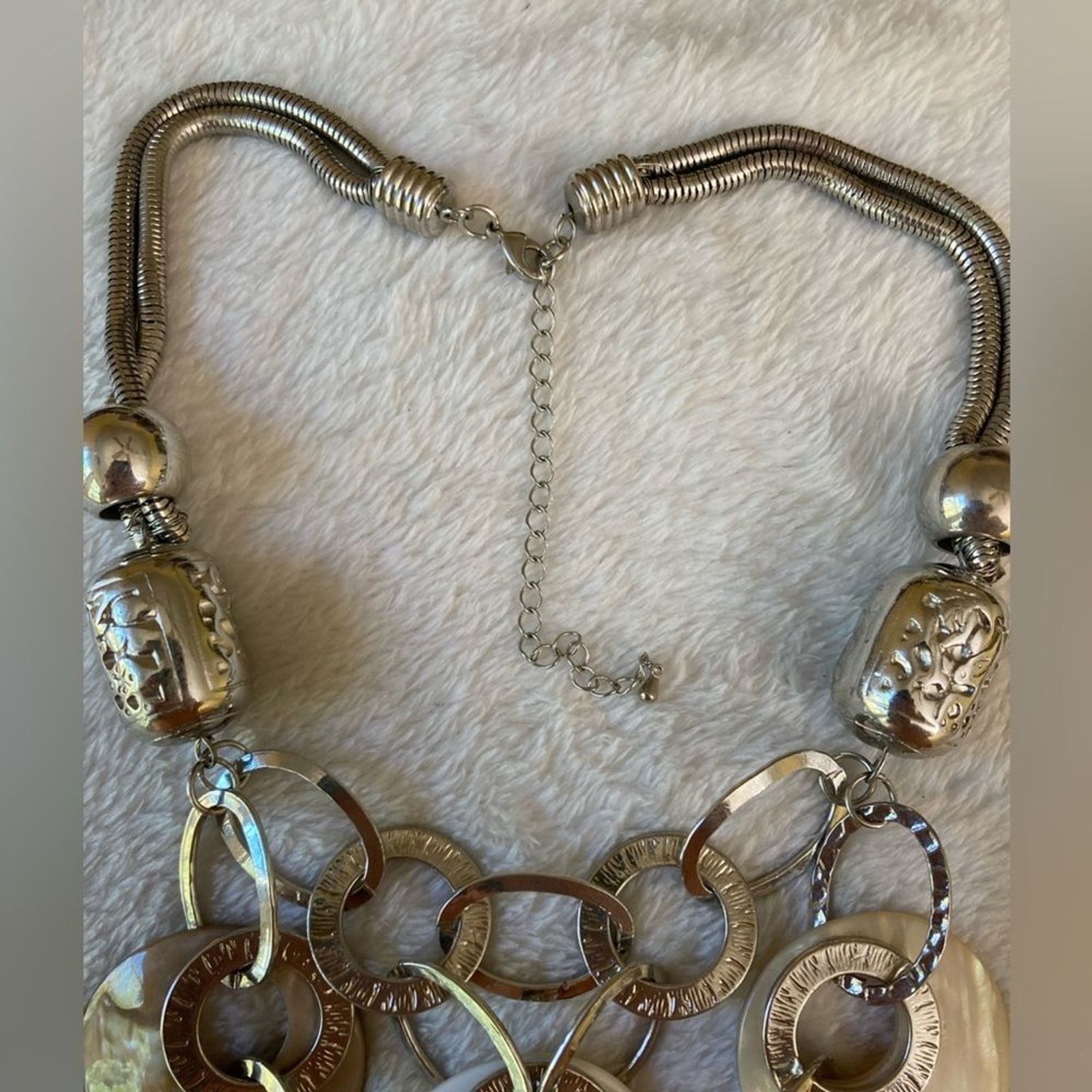 Multi Link Shell Bib Statement Necklace Vintage - image 5