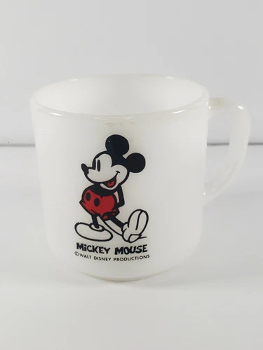 VINTAGE FEDERAL MILK GLASS WALT DISNEY MICKEY MOUSE COFFEE MUG CUP WHITE