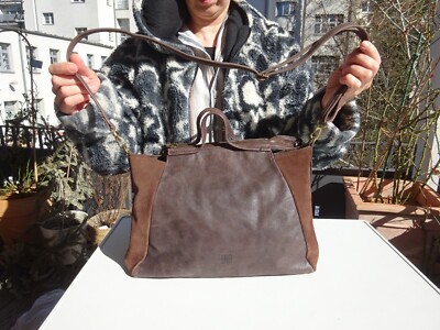 BIBA BARCELONA Dam Luxus Tragetasche Schultertasche Ziegenleder Braun Italy Neuw