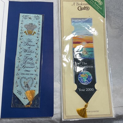 Cash's Of Coventry Silk BOOKMARKS Year 2000 Millennium Sunset World+ Royal Wed.