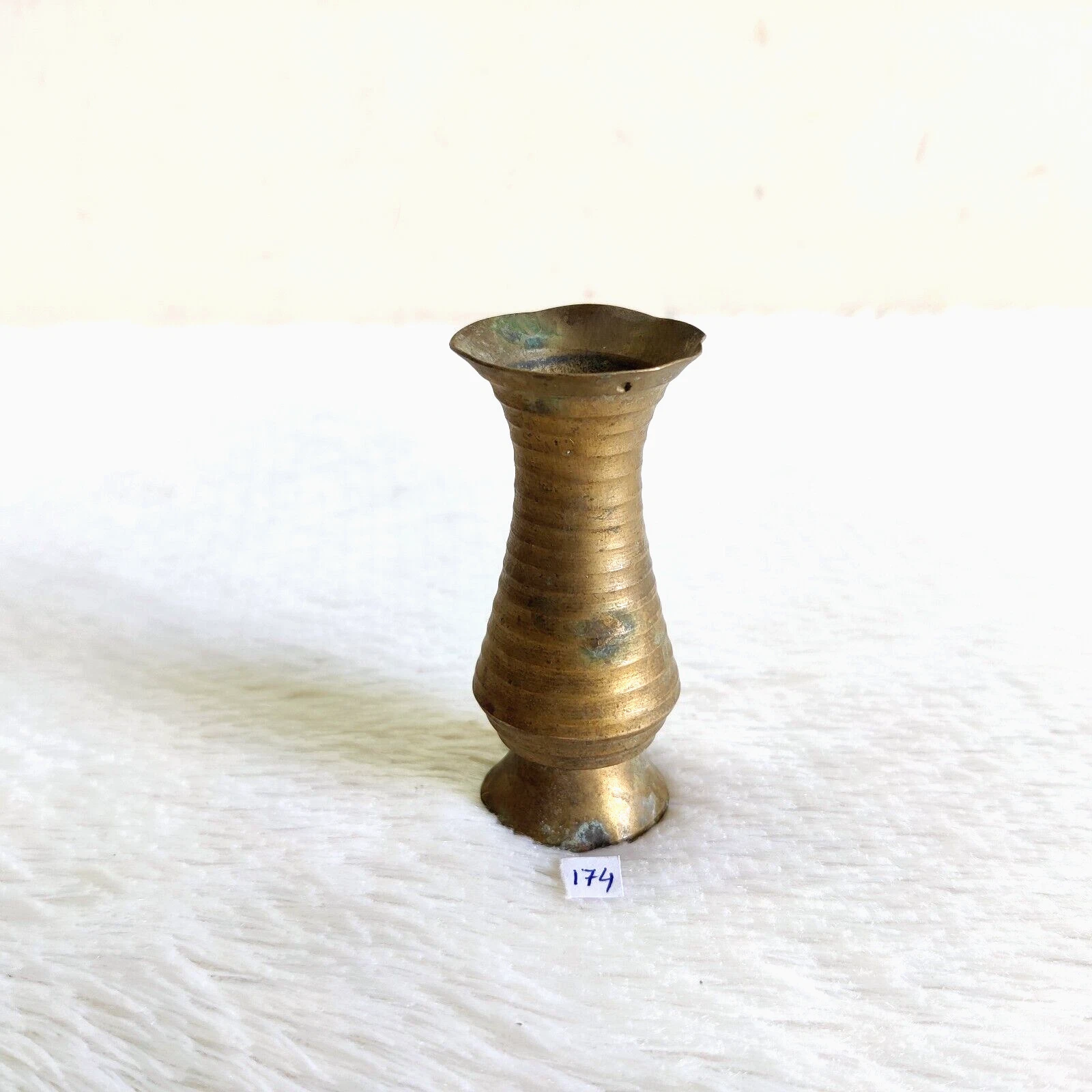Vaso Di Fiori Miniatura In Ottone Vintage Anni '30 Decorativo Collezionabile 174