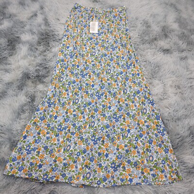 Ghanda Midi Skirt Womens M Medium Multi Floral Ditsy Linen