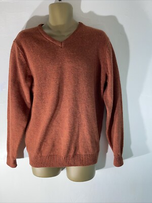 Herren Matalan Medium Rostbraun 100% Wolle Strick Langarm Pullover Pulli Sweater